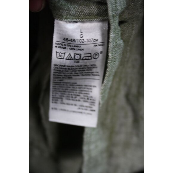 Banana Republic Men's Camden Fit Button-Down Shirt L 100% Linen Light Green - Picture 4 of 5